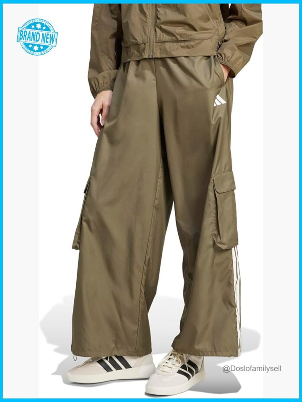 Utility Woven Cargo Pants Loose Fit Mid Rise Cuffed Pull-On Track Pants